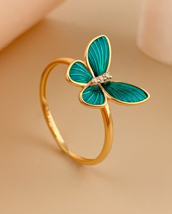 CINCIN RAMA-RAMA ENAMEL (BIRU) MINIMALIS + BATU