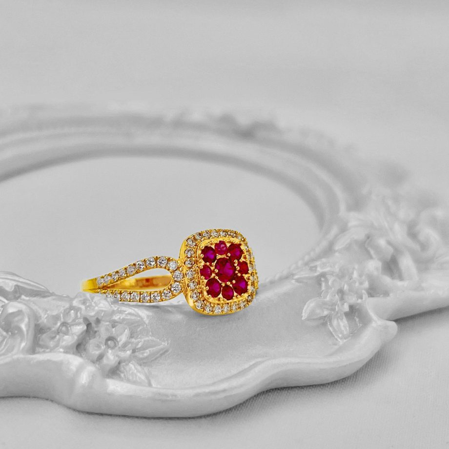 CINCIN SEGI EMPAT BOLD MINIMALIS + BATU MERAH