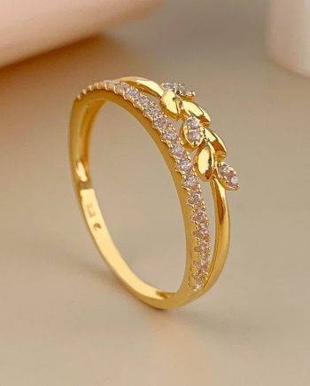 CINCIN DAUN GARIS BERGANDA MINIMALIS + BATU