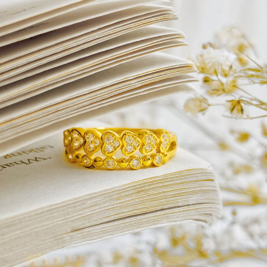 CINCIN CINTA GARIS BERGANDA MINIMALIS + BATU