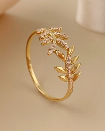 CINCIN DAUN KARI MINIMALIS + BATU