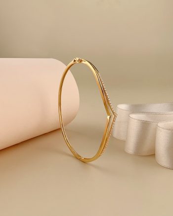 GELANG TANGAN BENTUK V DOUBLE LINE MINIMALIS + BATU (BUJUR)