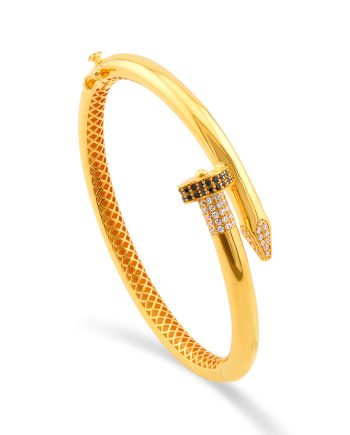 GELANG TANGAN GLAMOROUS CLOVER MINIMALIS + BATU HITAM (BUJUR)