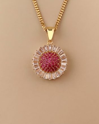 LOKET MATAHARI BULAT (MERAH) + BATU