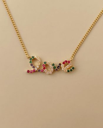 RANTAI LEHER LOVE MINIMALIS + WARNA BATU
