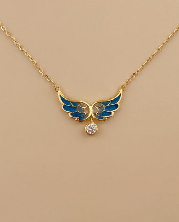 RANTAI LEHER ENIGMA WING BIRU ENAMEL