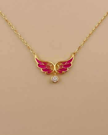 RANTAI LEHER ENIGMA WING MERAH JAMBU + KUNING ENAMEL