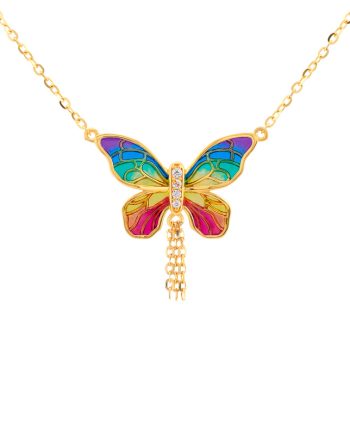 RANTAI LEHER RAMA-RAMA ENAMEL INDAH DANGLE (KECIL)