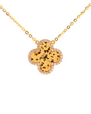 RANTAI LEHER SHATTERED ICE SHIMMERING CLOVER (BESAR) MINIMALIS + BATU