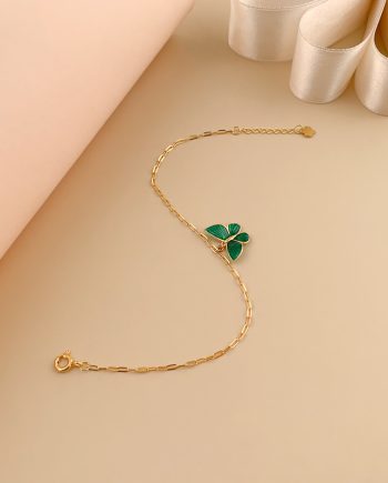 RANTAI TANGAN MINIMALIS RAMA-RAMA ENAMEL (HIJAU)