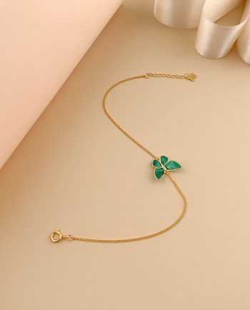 RANTAI TANGAN MINIMALIS RAMA-RAMA ENAMEL (HIJAU)