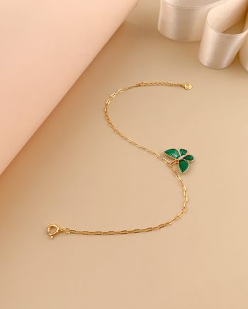 RANTAI TANGAN RAMA-RAMA ENAMEL (HIJAU) MINIMALIS + BATU