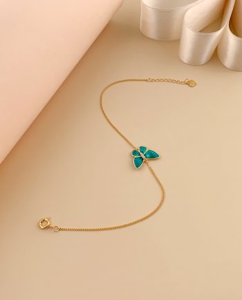 RANTAI TANGAN RAMA-RAMA ENAMEL (BIRU) MINIMALIS + BATU