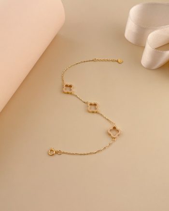 RANTAI TANGAN HOLLOW TRI-CLOVER MINIMALIS + BATU