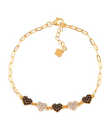 RANTAI TANGAN LINKED DILETTA MINIMALIS BATU + BATU HITAM