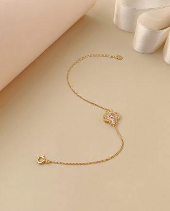 RANTAI TANGAN KLOVER MINIMALIS + BATU