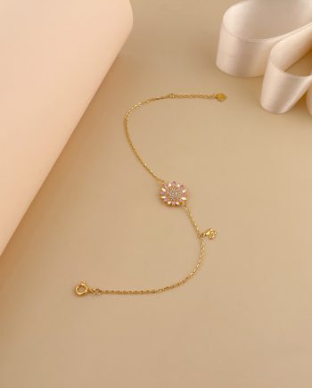 RANTAI TANGAN TRANSVAAL DAISY ENAMEL MINIMALIS + BATU