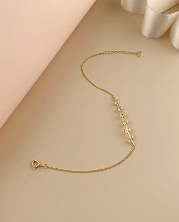 RANTAI TANGAN DAUN FESYEN MINIMALIS + BATU