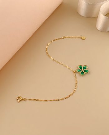 RANTAI TANGAN BUNGA ENAMEL (HIJAU) MINIMALIS