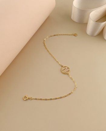 RANTAI TANGAN HURUF N MINIMALIS + BATU