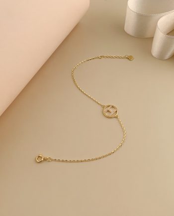 RANTAI TANGAN HURUF H MINIMALIS + BATU