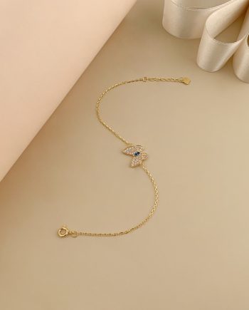 RANTAI TANGAN RAMA-RAMA AVA (BIRU) MINIMALIS + BATU