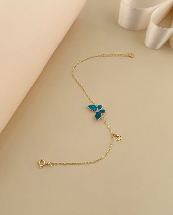 RANTAI TANGAN RAMA-RAMA ENAMEL (BIRU) MINIMALIS + BATU