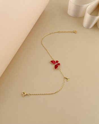 RANTAI TANGAN RAMA-RAMA ENAMEL (MERAH) MINIMALIS + BATU