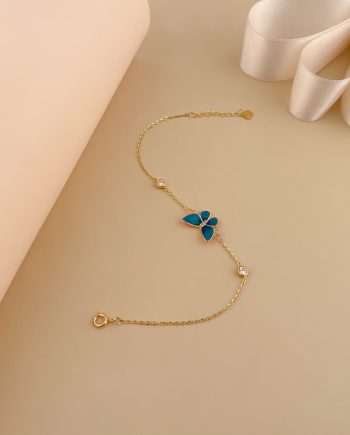 RANTAI TANGAN RAMA-RAMA ENAMEL (BIRU) MINIMALIS + BATU