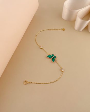 RANTAI TANGAN RAMA-RAMA ENAMEL (HIJAU) MINIMALIS + BATU