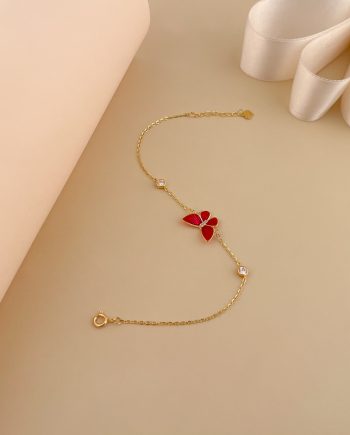 RANTAI TANGAN RAMA-RAMA ENAMEL (MERAH) MINIMALIS + BATU
