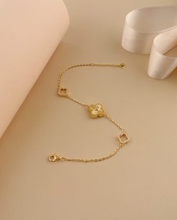 RANTAI TANGAN TRI CLOVER MINIMALIS + BATU