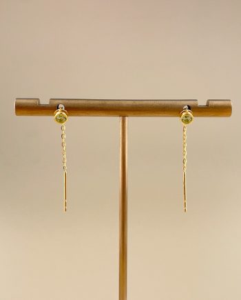 SUBANG JARUM DANGLE DROP MINIMALIS + BATU HIJAU