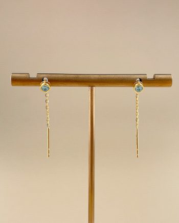 SUBANG JARUM DANGLE DROP MINIMALIS + BATU BIRU MUDA