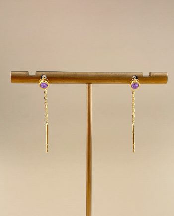 SUBANG JARUM DANGLE DROP MINIMALIS + BATU UNGU