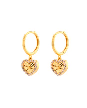 SUBANG KLIP SHIMMERING LOVE MINIMALIS + BATU (DIAMETER 0.90CM +/-)