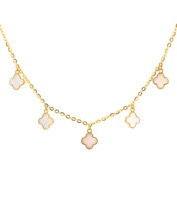 RANTAI LEHER ALBA FLEUR MOTHER OF PEARL PUTIH