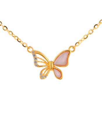 RANTAI LEHER FLUTURA MOTHER OF PEARL MERAH JAMBU