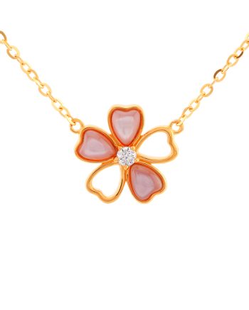 RANTAI LEHER DEWY BLOOM MOTHER OF PEARL MERAH JAMBU