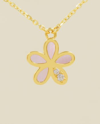 RANTAI LEHER 5 PETALS MOTHER OF PEARL