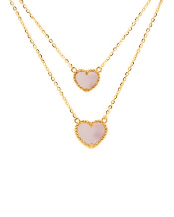 RANTAI LEHER RAMONA LOVE MERAH JAMBU MOTHER OF PEARL