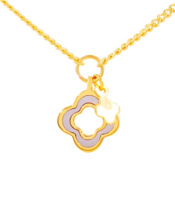 RANTAI LEHER FOUR CLOVER MOTHER OF PEARL