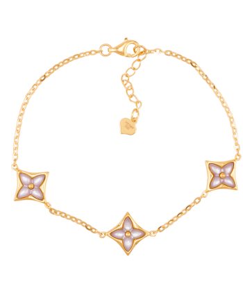 RANTAI TANGAN TRI SOMMET MOTHER OF PEARL MERAH JAMBU