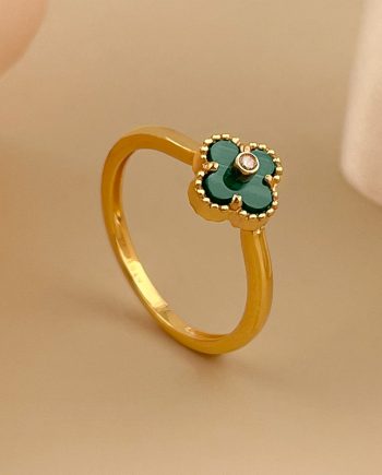 CINCIN PETITE CLOVER MALACHITE HIJAU + BATU