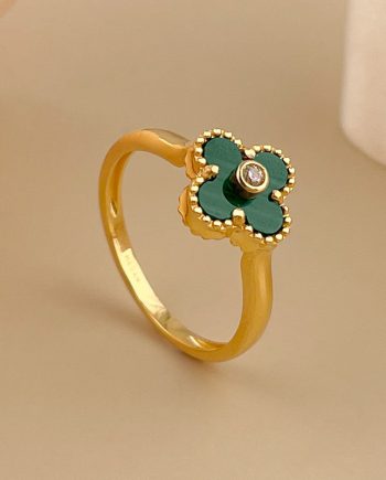 CINCIN CLOVER MALACHITE HIJAU + BATU