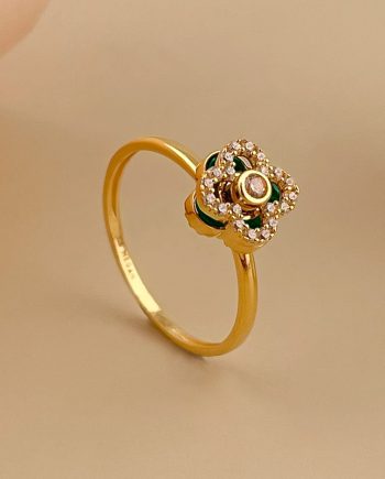 CINCIN WHIRLING CLOVER IZZARA KECIL MALACHITE HIJAU + BATU
