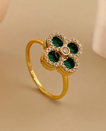 CINCIN WHIRLING CLOVER IZZARA BIG MALACHITE HIJAU + BATU