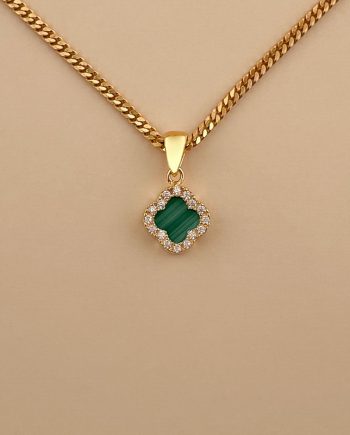 LOKET JOYFUL CLOVER BATU MALACHITE HIJAU