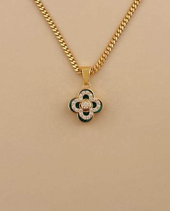 LOKET WHIRLING CLOVER IZZARA KECIL MALACHITE HIJAU