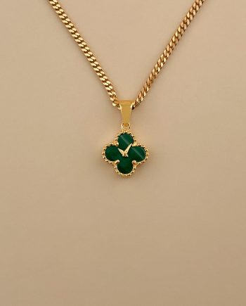 LOKET CLOCK CLOVER KECIL MALACHITE HIJAU